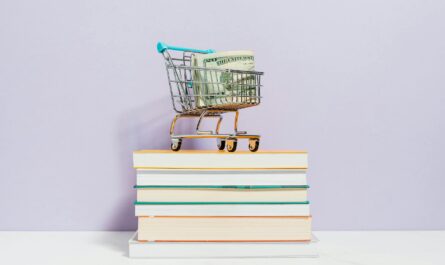 shopping cart on top of books