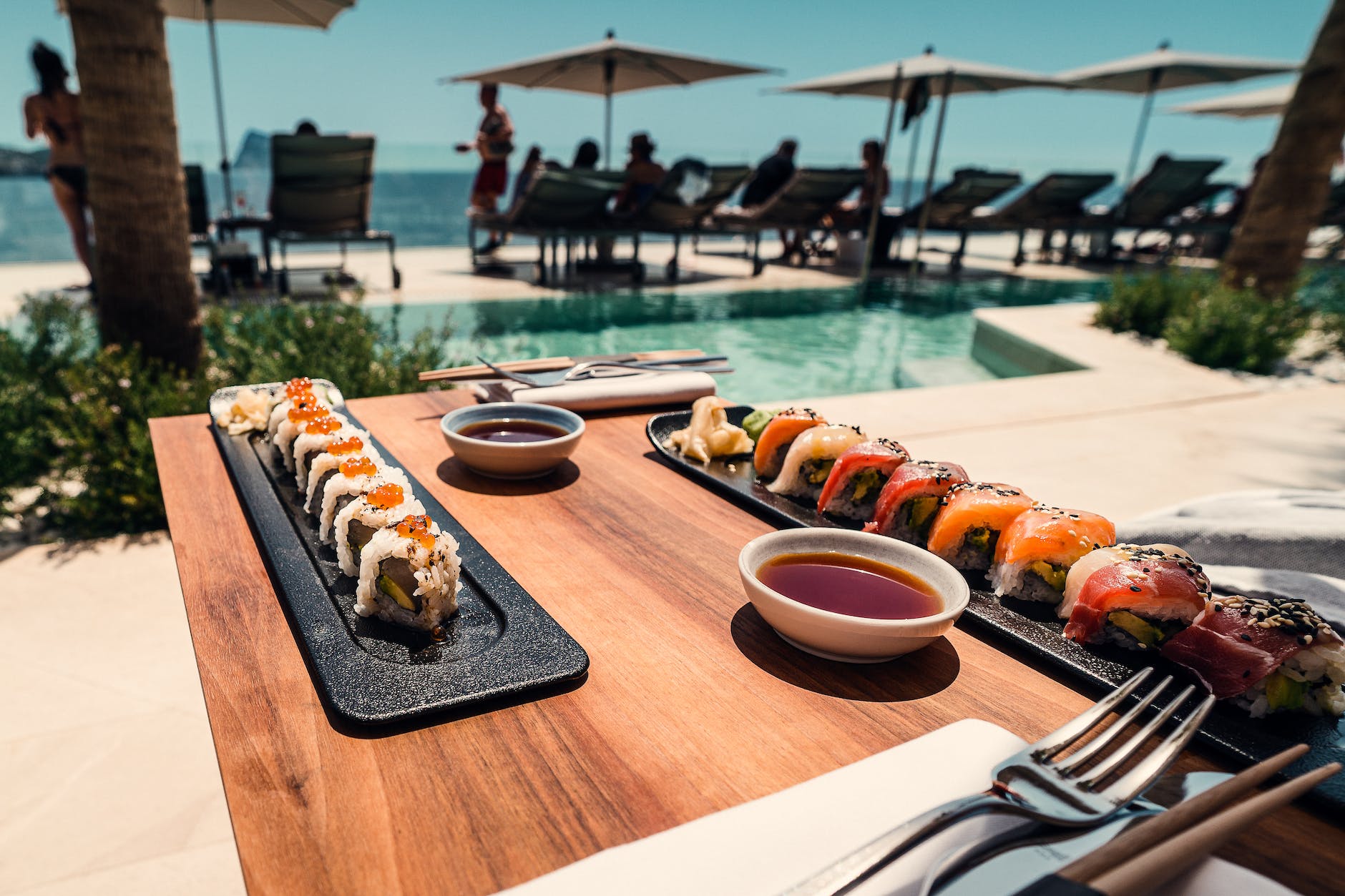 sushi roll on tray and table, View of portfolio income in early retirement